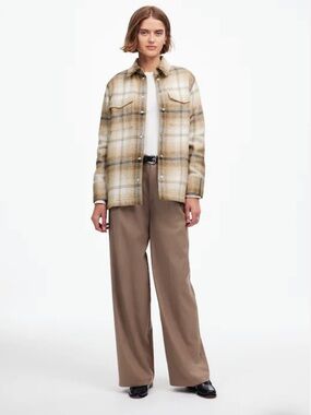 Madewell Flannel Button-Up Shirt-Jacket in Plaid Vintage Linen